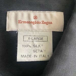 Ermenegildo Zegna 100% Silk Made In Italy Black Button Up Size X-Large
